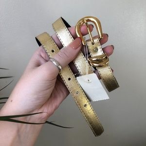 VTG 80s Deadstock Elite Gold Metallic Leather Belt